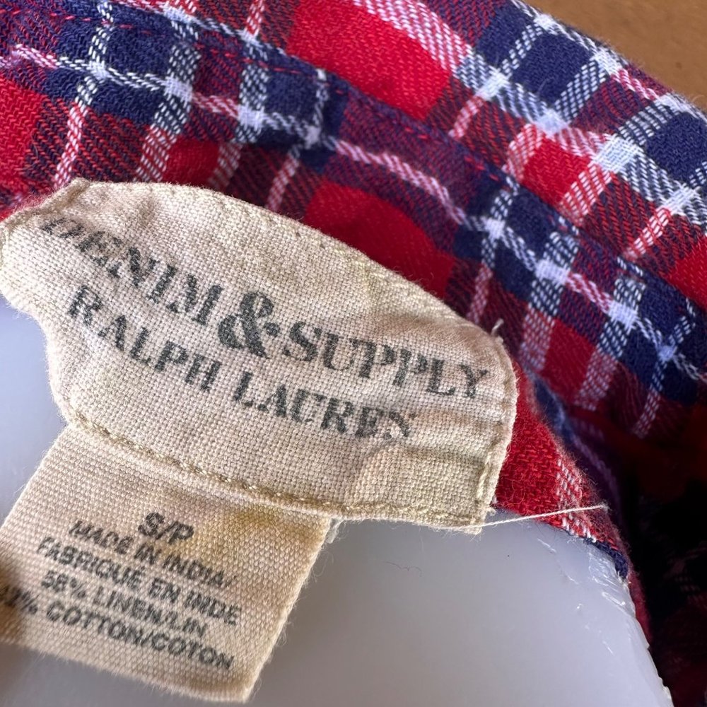 Ralph Lauren Denim & Supply Red flannel Button Down Plaid Shirt Size S - Picture 2 of 10
